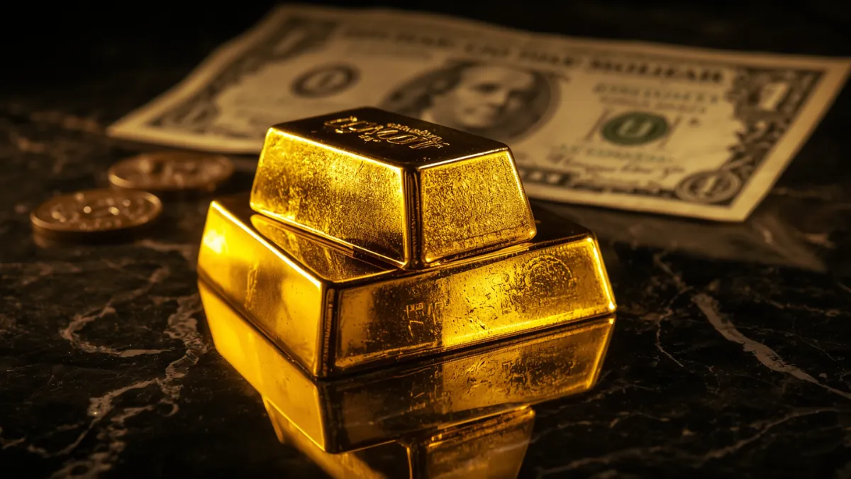 Goldbarren vor dunklem Hintergrund – Gold als Schutz vor Inflation und Gelddruckerei